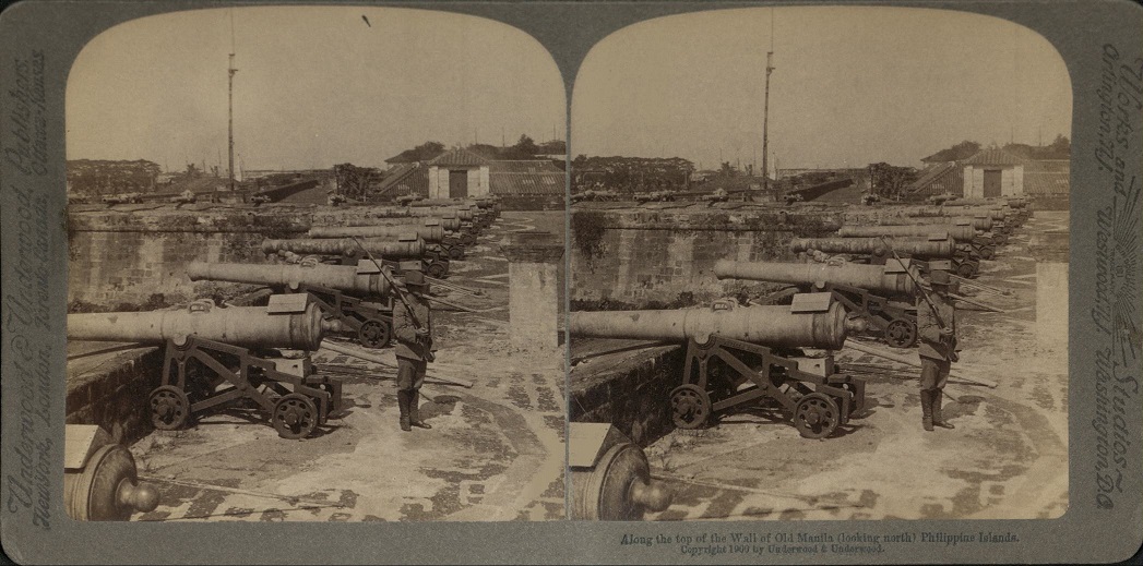 Along the top of the Wall of Old Manila (looking north) Philippine Islands